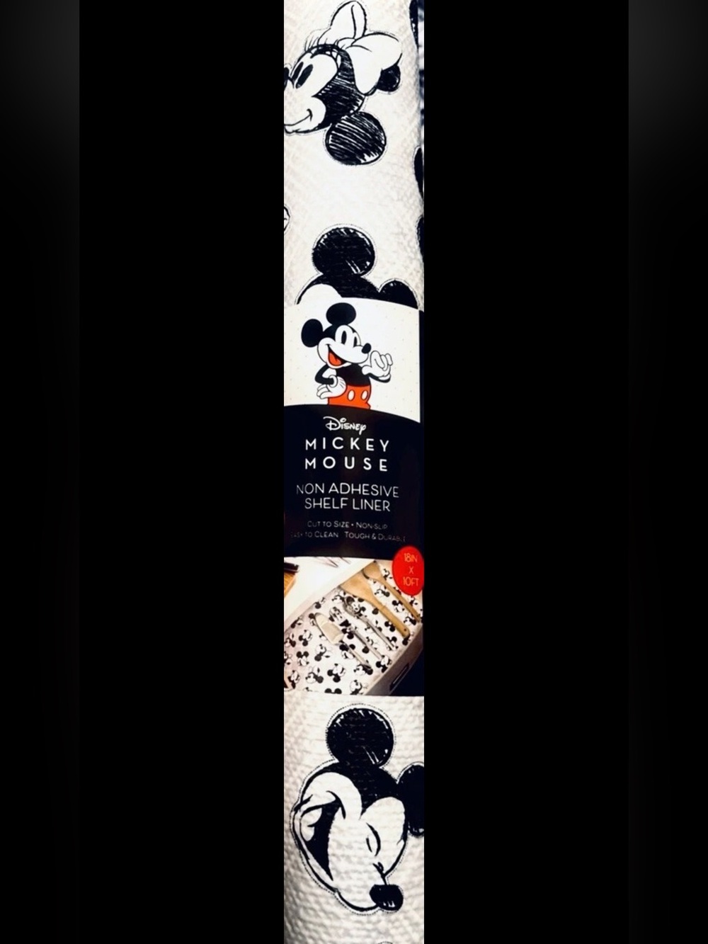 Disney Mickey Mouse Non-Adhesive Shelf Liner (18 in x 10 ft) - Brand New